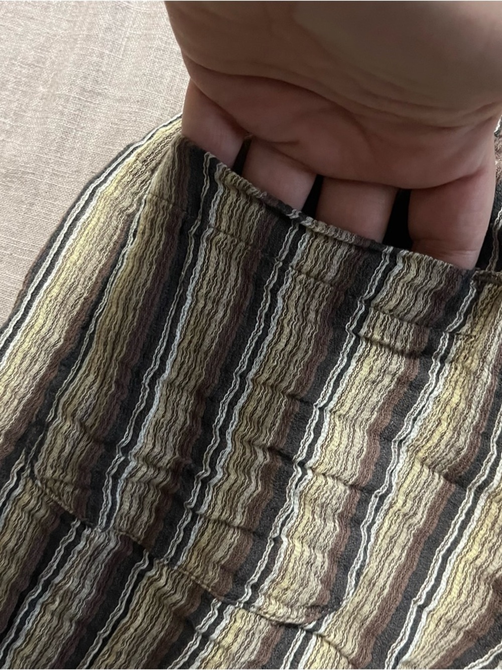 Billabong Brown Striped Textured Flare Pants Size Small Beach Hippie Boho Wide - Picture 10 of 10